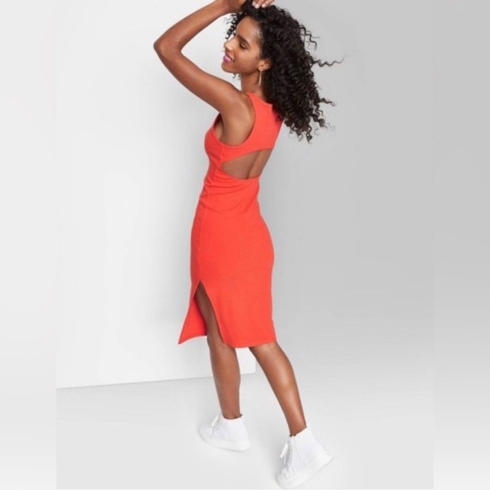 wild fable Orange Cutout Midi Dress